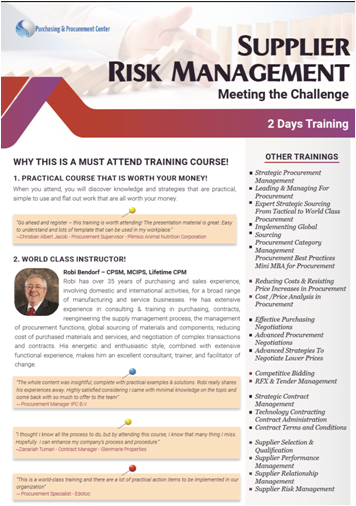 2 Days Practical & Real-Life Training Shows How to Create & Implement a Solid Vendor Risk Management Process, to Reduce Risks in Future Procurement Strategies